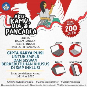 Banner Lomba Cipta Karya Puisi untuk Siswa Berkebutuhan Khusus (berbagai jenis disabilitas) SMPLB dan SMP Inklusi