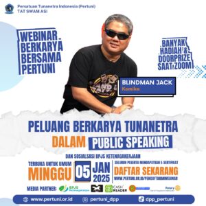 Flyer WEBINAR INSPIRATIF: Peluang Berkarya Tunanetra dalam Public Speaking